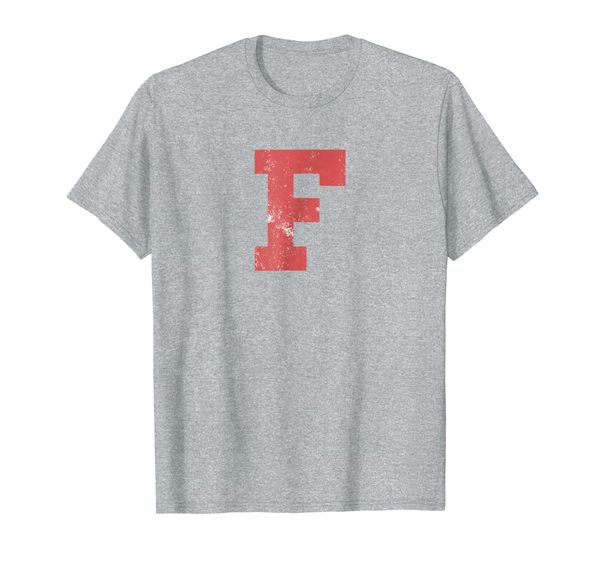 

letter f distressed sports funny initial art alphabet tshirt, White;black