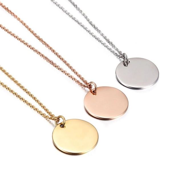 

chains sanlan 10pcs stainless steel round circle pendant necklace, Silver