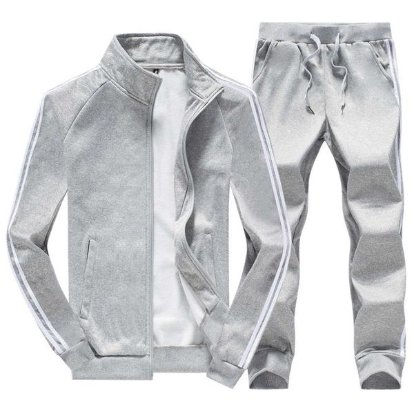 

spring and autumn new sports korean cardigan men's casual sweater suit, Gray
