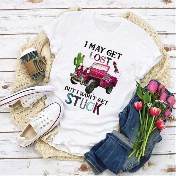 

women graphic camper cactus vintage cartoon printed summer shirt lady clothes t shirt womens clothing tee female t shirt, White