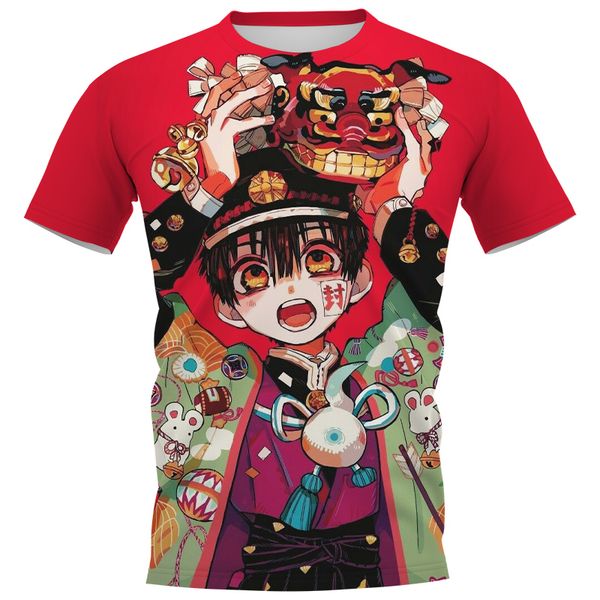 

cloocl toilet-bound hanako-kun 3d printed t-shirts mens casual clothes slim short sleeve hip-hop style t shirts teens, White;black