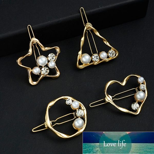 

fashion hair barrette pearls hairpins heart star round shape hair clips accessories for women girls hairgrip hair clamp hairclip Â factory pr, Golden;silver