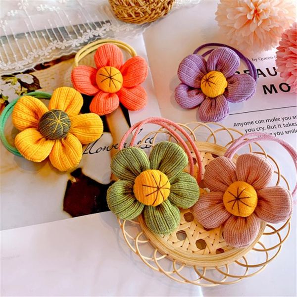

10pcs/lot princess flower scrunchie children girls kids elastic hair rubber bands accessories tie hair ring rope headdress, Slivery;white