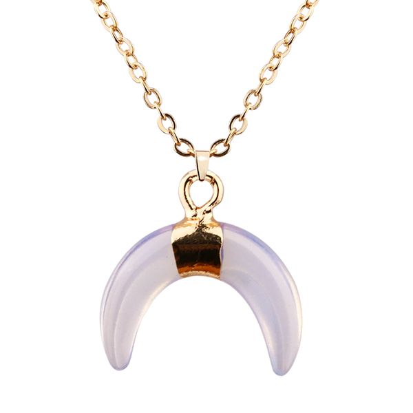 

moon opal pendant necklace fashion necklace women jewelry, Silver