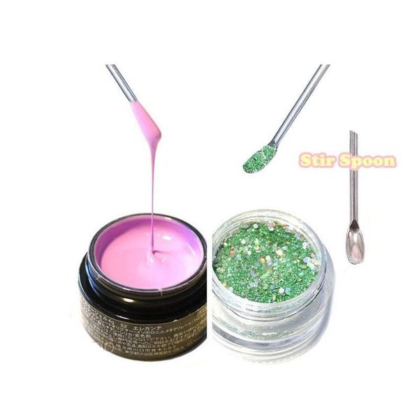 

nail art equipment 1pc agitation rod tool acrylic powder liquid spoon for uv gel dotting pen manicure glitter decor, Silver