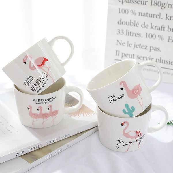 

animal flamingo ins zakka ceramic coffee mug tumbler letter office household breakfast milk cup gift for lovers caneca
