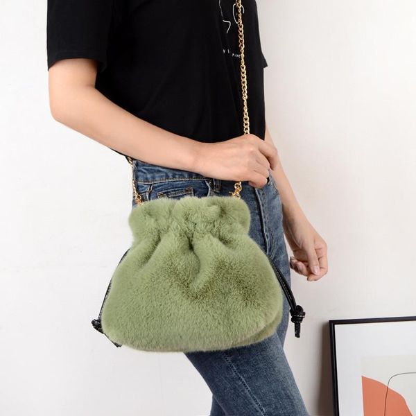 

waist bags fashion plush closure bag imitation mink hair lady fur shopping