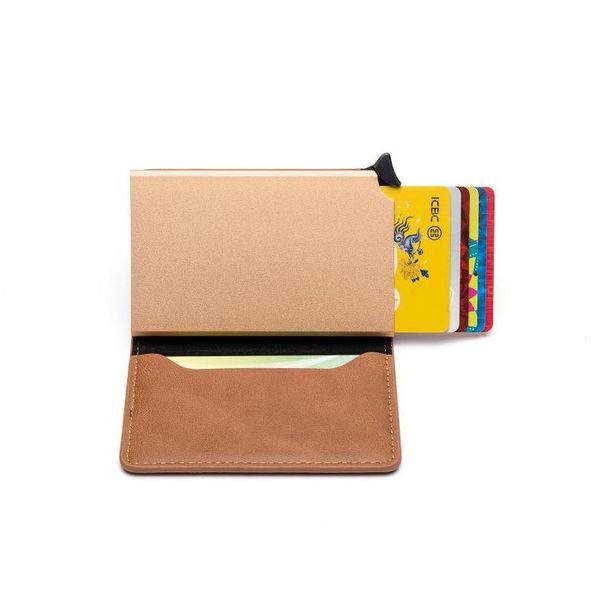 

bycobecy 2020 new arrivals card holder protector safety wallet men and women colorful pu fashion aluminum box rfid cas jllnik