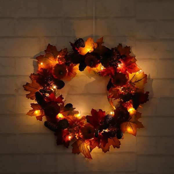 

decorative flowers & wreaths 45cm pumpkin garland door wreath room decorations thanksgiving halloween hanging ornament decor party supplies