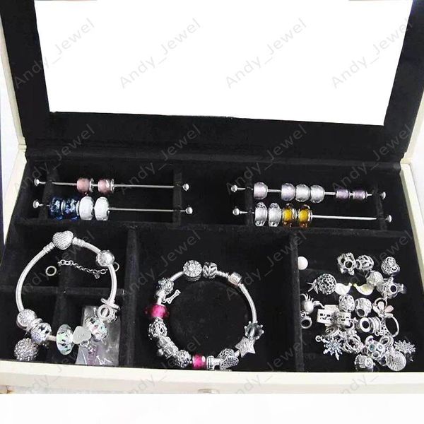 

single layer jewellery boxs fits european pandora style charms beads pendants bracelets and necklaces brandede diy jewelery, Black;white