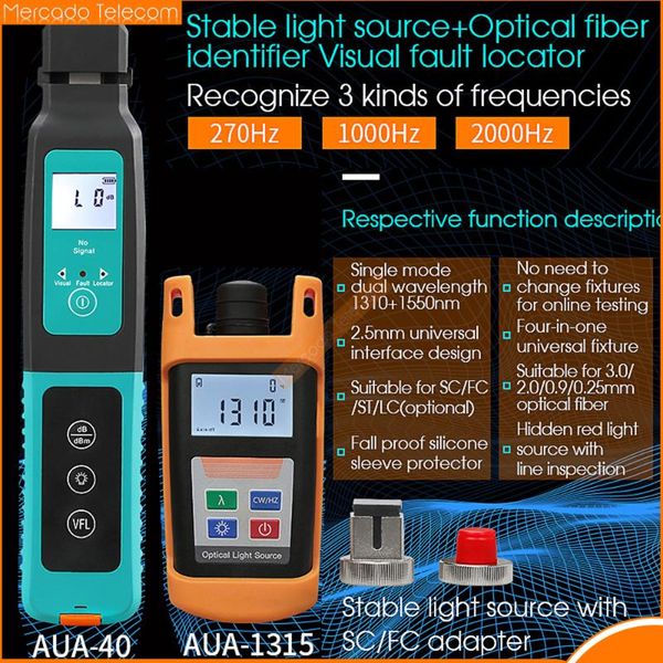 

fiber optic equipment light source optical power meter portable 1310,1550nm +aua-40 live identifier identif vfl opm