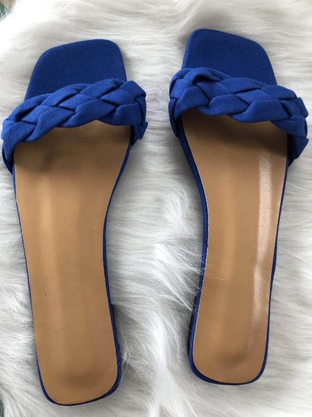 

slippers sandals women's european and american flat twist, Black