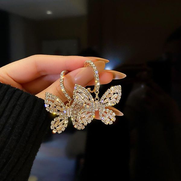 

2021 romantic crystal stone heart love drop pendientes for women rhinestone bowknot long earings for party jewelry, Silver