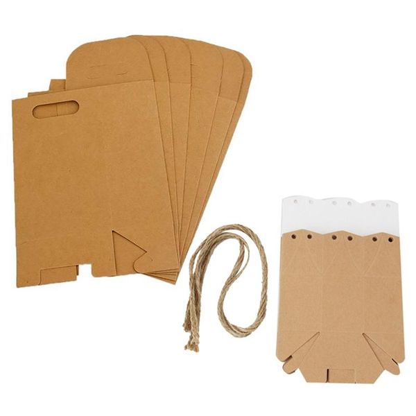 

50 Pcs Dessert Box Wedding Brown Kraft Paper Bag & 100 Pcs Kraft Paper Candy Box, Lantern Hexagonal Box