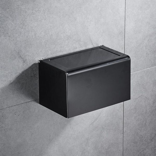 

toilet paper holders holder matte black aluminum bathroom roll wall mounted mobile phone rack towel tissue box