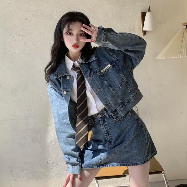 

women's jackets short denim jacket spring and autumn 2021, Black;brown