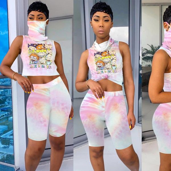 

6 color wholesale clothes print sport tracksuit women sleeveless tank biker shorts women set casual 2 piece set, Gray