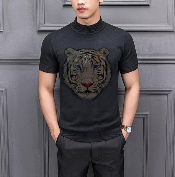 

new 2021 spring winter warm men's males rhinestones solid color casual sweater homme slim fit knitted cotton pullovers qv0g, White;black