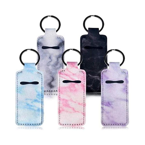 

gift wrap 5pcs neoprene chapstick keychain portable lip keys cream lipstick holder for birthday christmas party gifts
