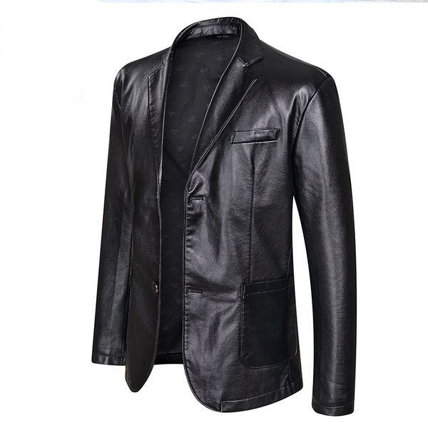 

new fashionable leather buttons outward men's coats 2021 spring plutonium jacket plus size 5xl 6xl 7xl eosk, Black