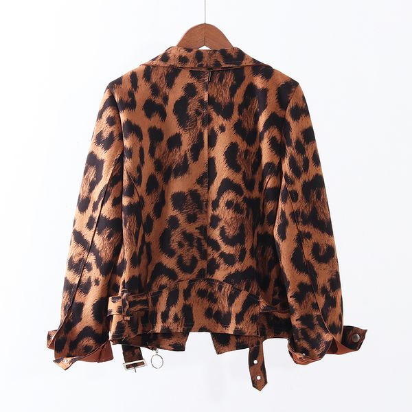 

streetwear fashion short jacket women casual leopard print suede coat 2021 spring autumn korean full sleeve loose outwear female jh5d, Black;brown
