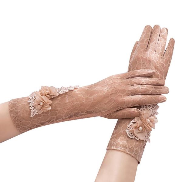 

five fingers gloves telotuny women' lace fashion over waist flower holiday party outdoor uv-proof cycling sunscreen, Blue;gray