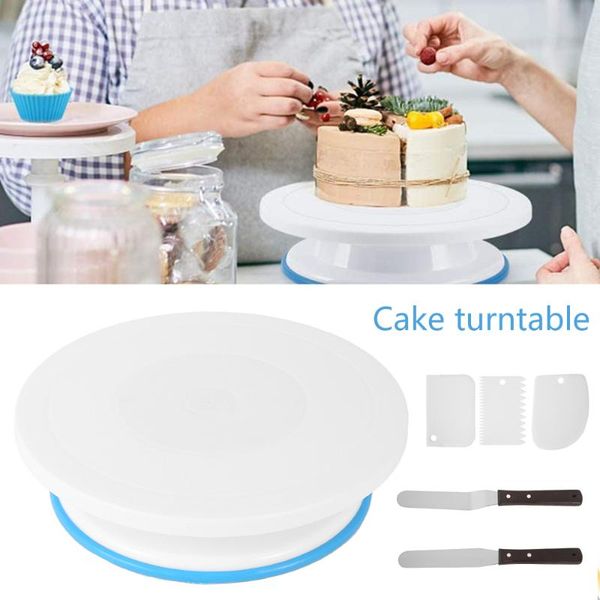 

plastic cake turntable rotating plastic dough knife cake decorating cream cakes stand rotary table diy pan baking tools kitchen