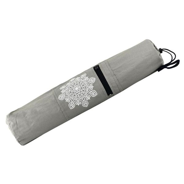 

yoga mats flower printed canvas mat bag with zipper fashion single shoulder durable sports for gym (light grey)