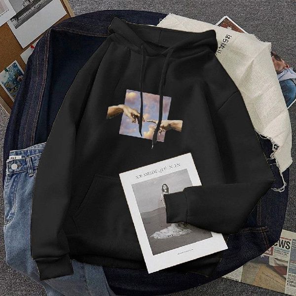 

women/men artistic hoodies casual print plus size oversize sweatshirts harajuku long sleeve pullovers couple hoody, Black