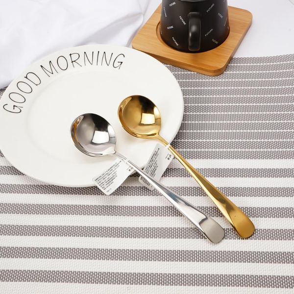 

spoons gold/silver spoon stainless steel dinnerware flatware mirror silverware salad polishing tableware unique