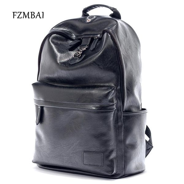 

backpack fzmbai retro pu solid color mens double shoulder travel bags