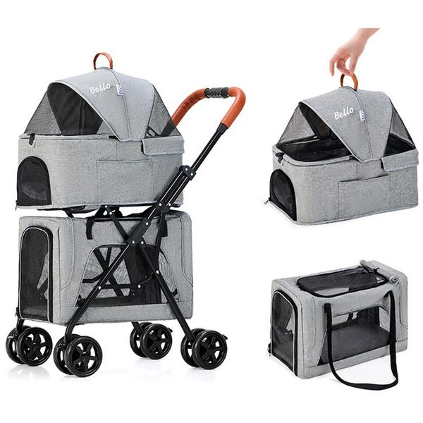 

dog car seat covers pet cat stroller folding double-layer born baby pull cart four-wheel carrier travel