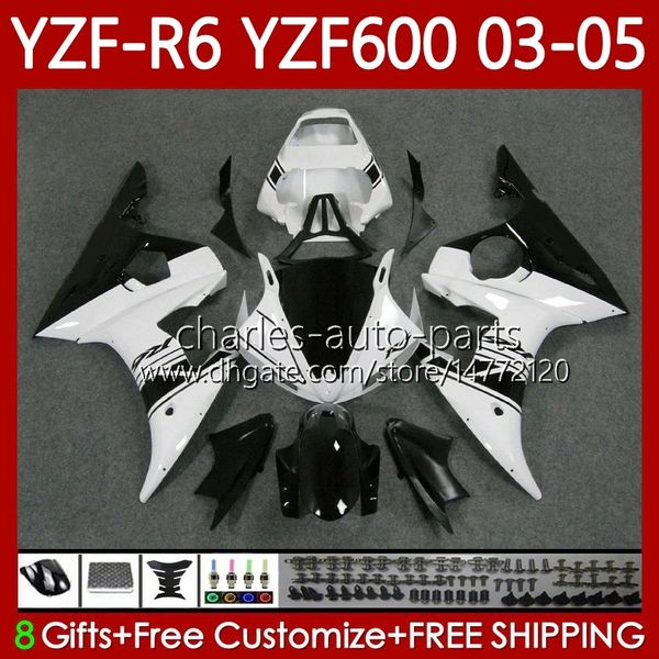 Fairings de OEM para Yamaha YZF-R6 YZF R 6 600 CC YZF600 YZFR6 03 04 05 Corpo 95No.36 YZF R6 600CC 2003 2004 2005 Cowling YZF-600 03-05 Motocicleta Bodywork Kit Lustroso Branco