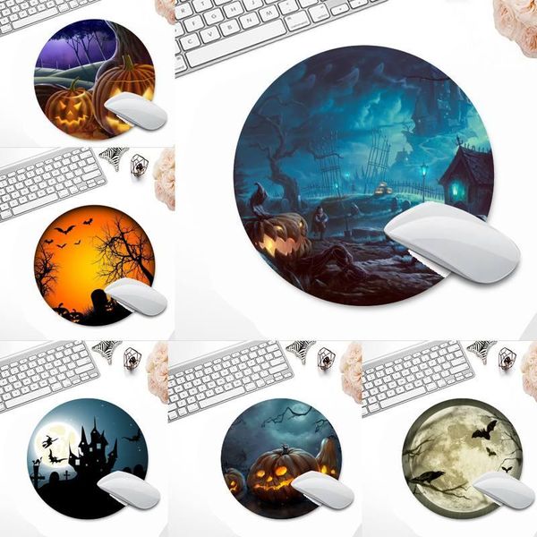 

mouse pads & wrist rests halloween rubber gaming mousepad desk mat table protect game office work round pad xl non-slip lapcushion