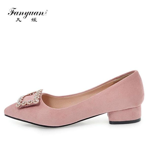 

dress shoes fanyuan 2021 crystal decor buckle woman slip on bridal pumps pointed toe rhinestone wedding low heel, Black