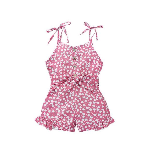 

jumpsuits opperiaya valentine's day baby girls summer suspender jumpsuit fashion heart printing bandage high waist one-piece short romp, Blue