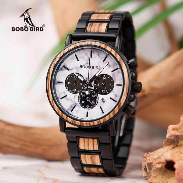 

watches relogio masculino bobo bird watch men luxury stylish wood timepieces chronograph military quartz men's gift, Slivery;brown