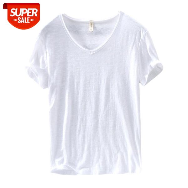 

seller t shirts men short sleeve 100%pure cotton v-neck casual solid white tee male basic tshirts clothing #2g4l, White;black