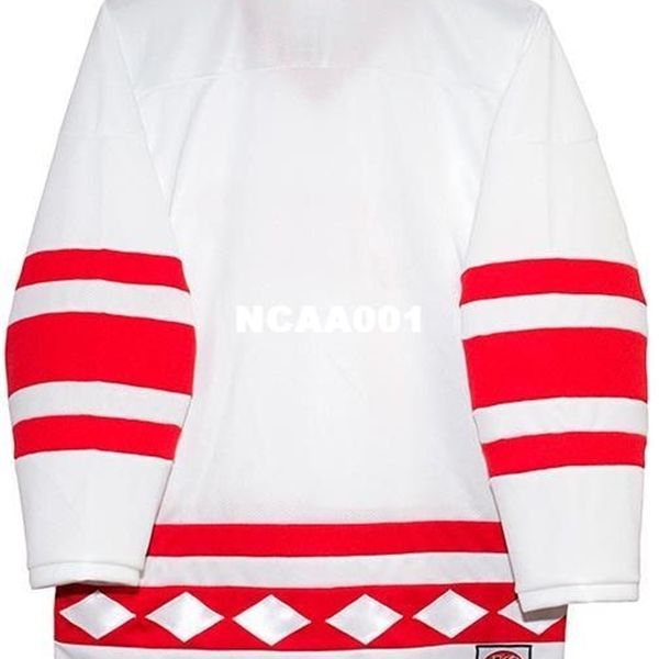 Vintage vero ricamo completo russo 1980 CCCP 100% ricamo BIANCO ROSSO Hockey Jersey o personalizzato qualsiasi nome o numero Jersey