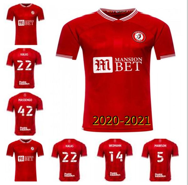 

new20 21 bristol city football jersey 10 paterson mawson martin diedhiou wells massengo kalas dasilva custom 2020 weimann home red soccer sh, Black;yellow
