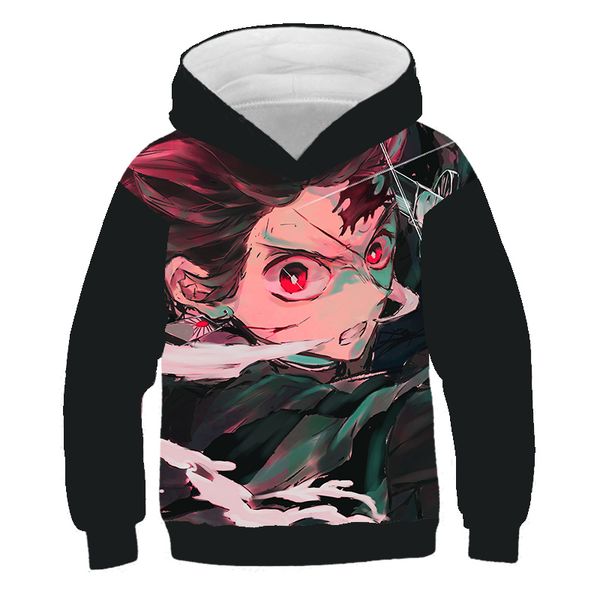 

2020 childrens brand quality ghost blade fire sports casual printed clothing girls fashion movie comics 3d printing hoodie 4t-1, Black