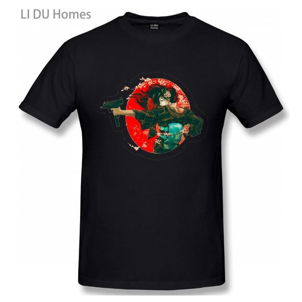 

men's t-shirts tokyo extreme men t shirt kimono woman with guns t-shirt vintage tshirt japan style clothes plus size tee, White;black