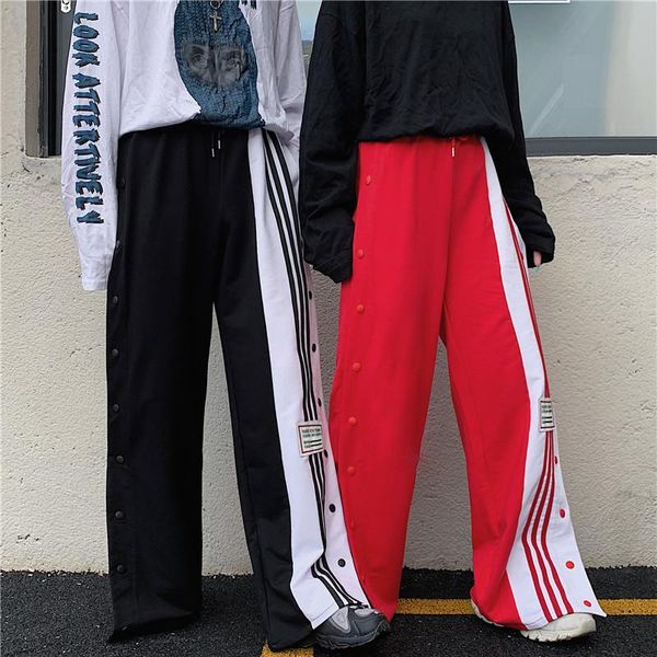 

harem jogger pants men women hip hop fashion casual track trousers streetwear harajuku hipster stripe sweatpants men's pants, Black