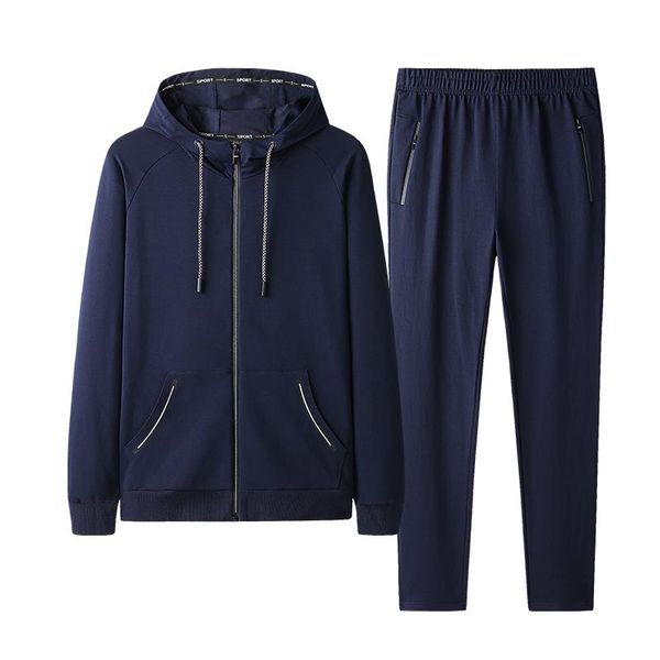 

sweatpants and hoodie set winter thick men sports suit sweat tracksuit hooded sportswear hoodie sets plus size 8xl 9xl, Black