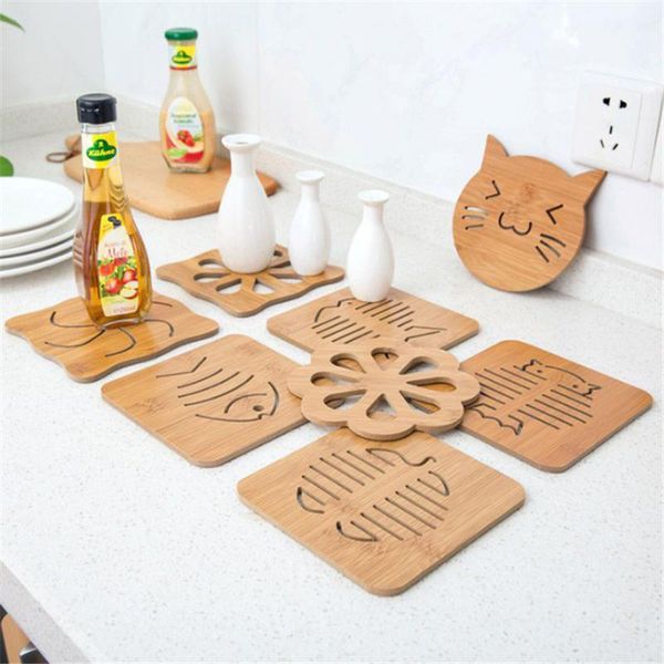 

mats & pads openwork wooden kitchen cutlery thickened pad anti-scalding insulation placemats non-slip pan dish tableware gadget