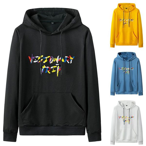 

men's hoodies & sweatshirts sleeve printed slim blouse long casual hooded autumn sweatershirts, Black