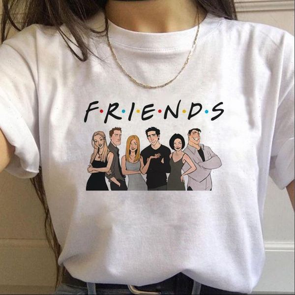 

friend tv show women t shirt harajuku cartoon streetwear t shirt summer femme clothes printed shirts, White