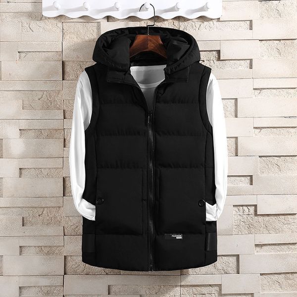 

down cotton vest men's detachable hat in autumn and winter, Black;white