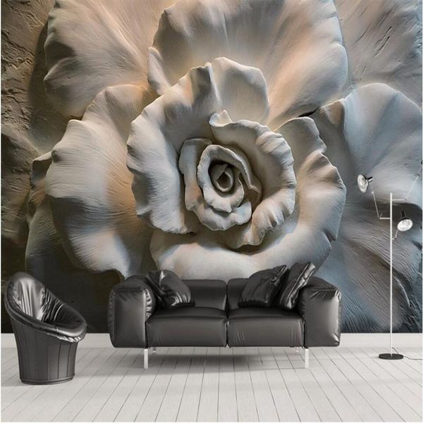 

wallpapers wellyu 3d stereo relief roses tv wall background customized large mural environmental nonwovens wallpaper