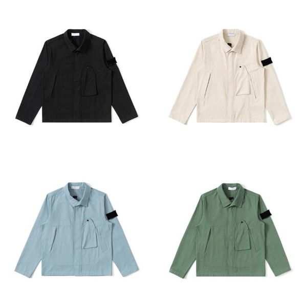 

men's casual shirts spring autumn comfortable tooling wide patch shirt jacket, White;black